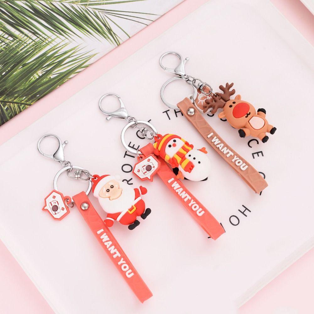 

Keyring Santa Key Fob Christmas Decoration Christmas Keychain Car Key Ring Bag Charm Key Chain D