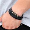 MenneM Multi Layered Stainless Steel Wrap Bracelet Men Women Black Wrist Band Custom Name Gold Plated Geometric Charm Trendy