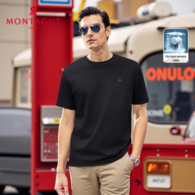 MONTAGUT Men's Summer Embroidered 100% Cotton T-Shirt