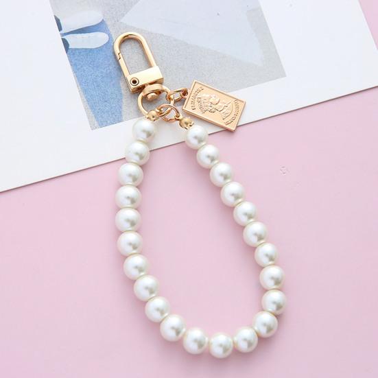 Catena Perle finte Lecca-lecca Lettera Decorazione Portachiavi vintage anti-smarrimento Accessori per telefoni