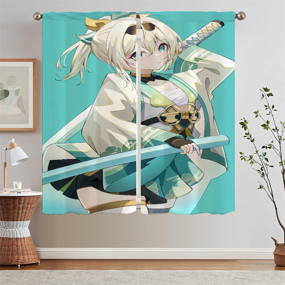 Hololive Kitchen Curtains for Bedroom Decoration Elegant Room Curtains 2 Pcs Set Customs Free Shipping Products Tentacles Blinds