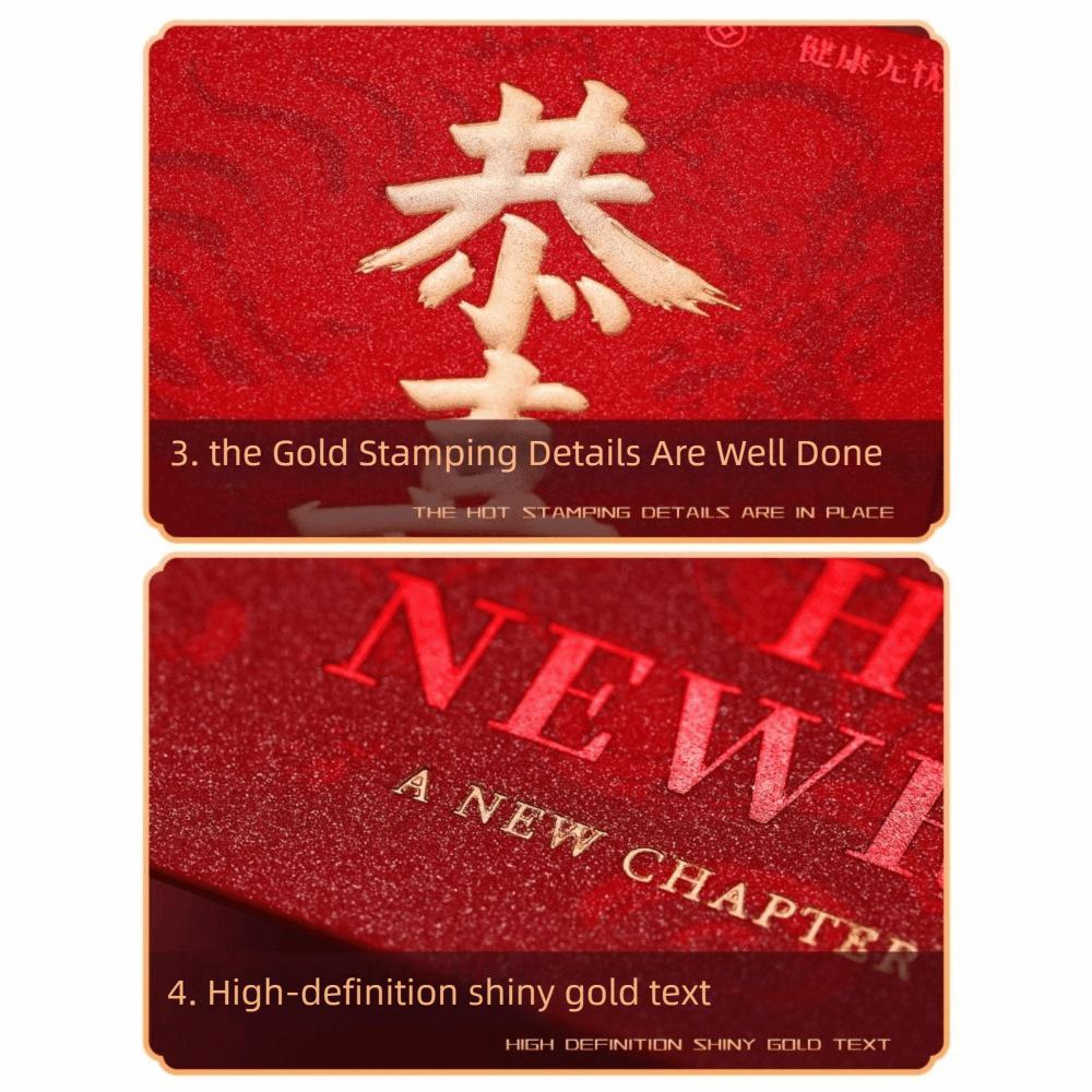 10 Pcs Gold Foil Design New Year Red Packets Paper Cash Gift Envelopes  Spring Festival