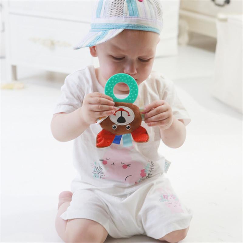 Buy Animal Hand Bells Teether Rattle Doll Plush Baby Rattles Toys