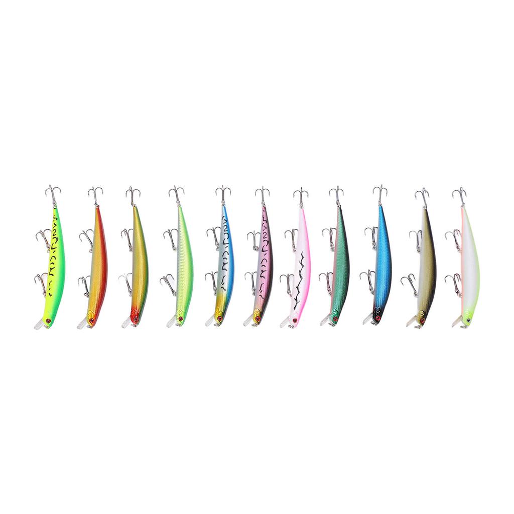 11 Pcs Simulation Minnow Lure Plastic Fishing Bait Fishing Accessories with 3 Hooks for Bass Freshwater