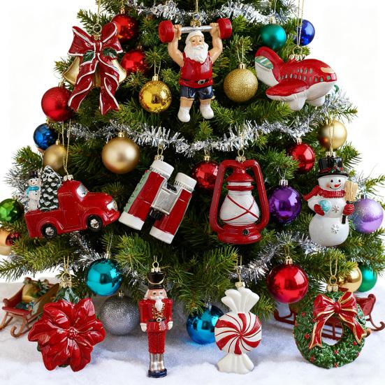 Cartoon Plastic Ornaments Santa Tree Designs Colorful Christmas Decorations with Unique Poses Festive Hanging Decor for Tree & Home Display