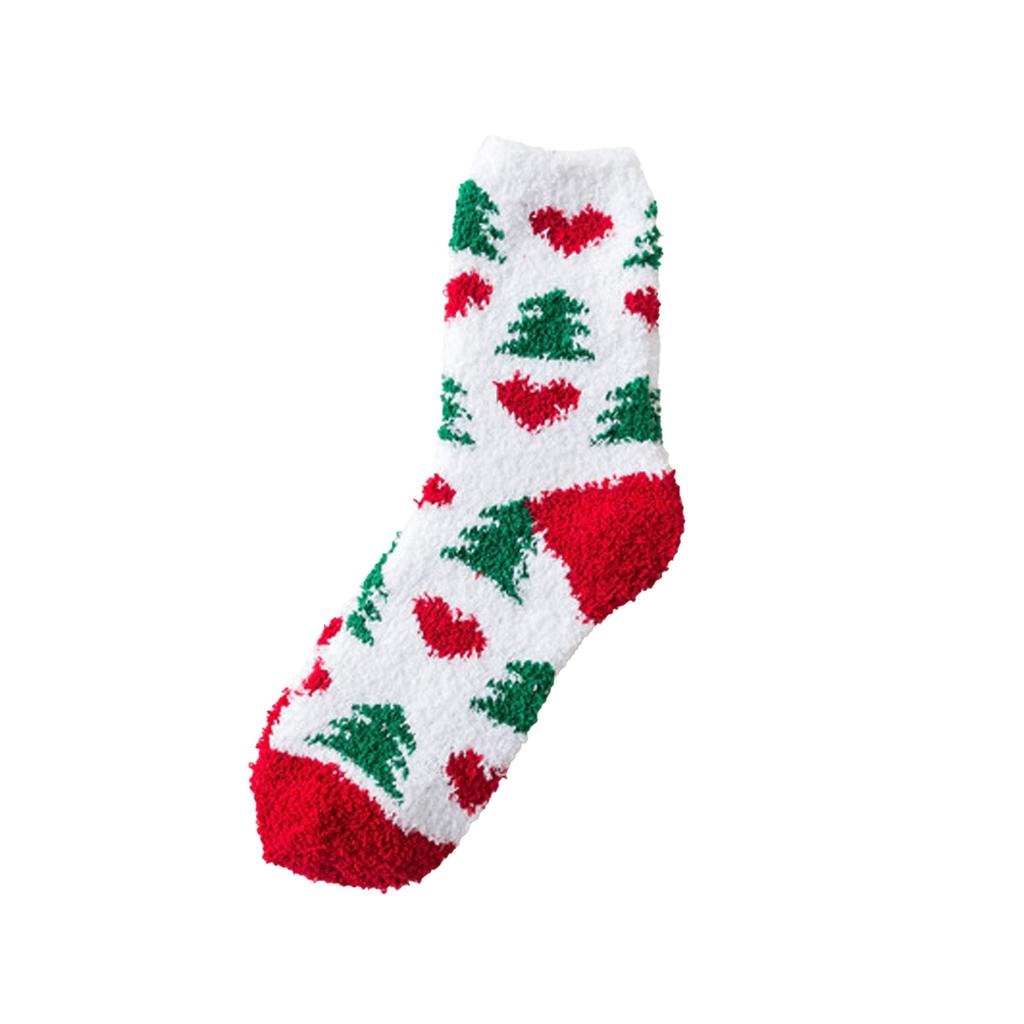 Women Christmas Thick Coral Fleece Socks Plus Fleece Warm Floor Socks In Tube Socks