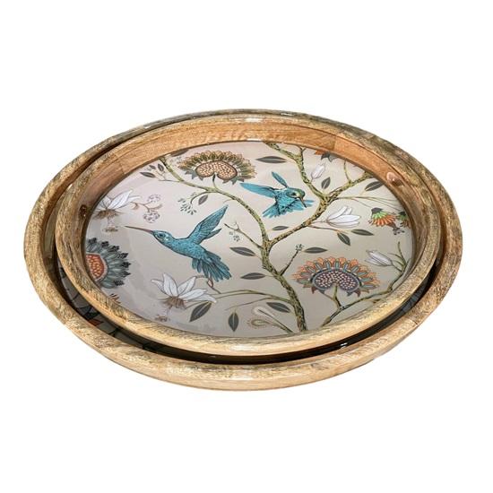 

Набор из 2 круглых сервировочных подносов диаметром 35 см . Художественная эпоксидная смола