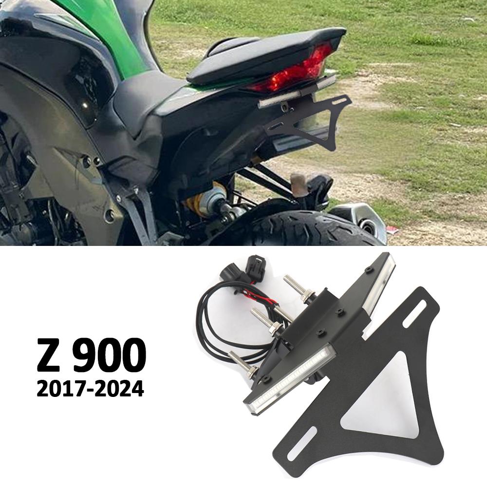 Motorcycle License Plate Holder Fender Eliminator Rear Tail Tidy LED Turn Signals For Kawasaki Z900 Z 900 Z900 2017-2024