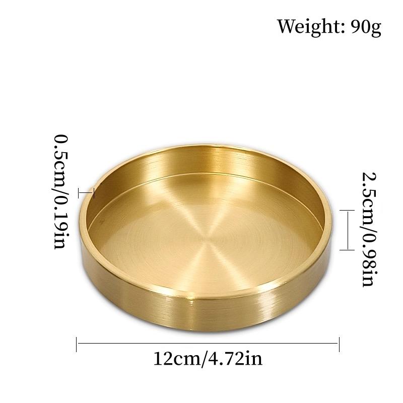 Multiple Sizes Polishing Brushed Texture Circle Shape Tray,Brass Tea Disc Home Cheese Food Plate,Snack Disc Table Decoration