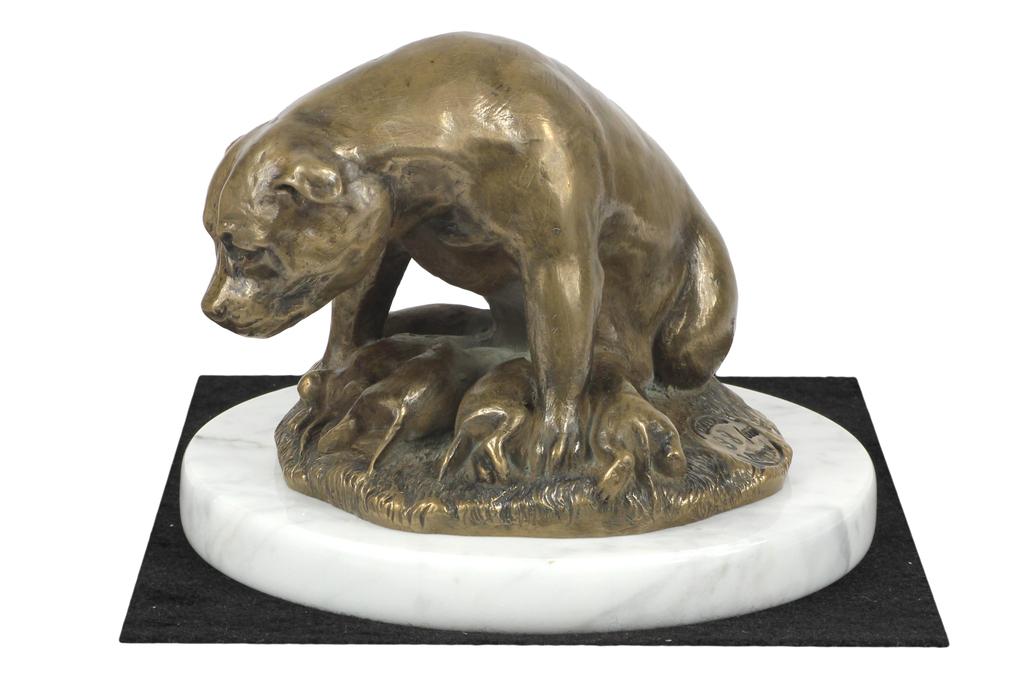 Stafordšírský bulteriér, Staffy I - figurka psa, socha na bílém mramoru, trofej pro výstavu psů Art-Dog