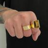 Ingemark 2 Pcs/Set Trendy Geometry Alloy Chunky Wide Rings for Men Vintage Inlaid Resin Finger Knuckle Ring Hip Hop Male Jewelry