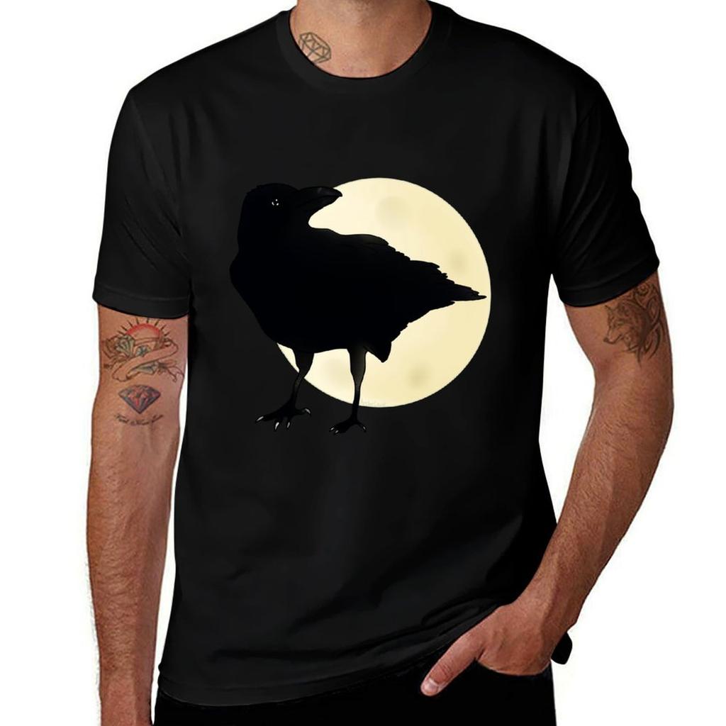 A Crow At Night Tshirt Trendy Print Short Sleeve Tshirt