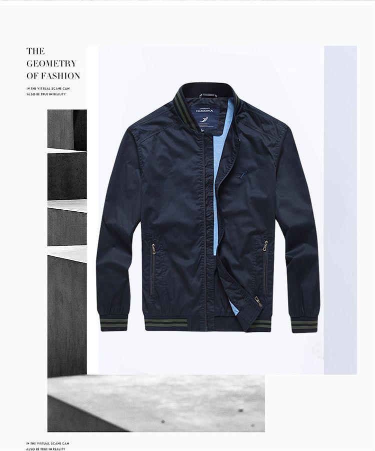 Leadway Nautica Men's Plus Size Cotton Bomber Jacket - Casual High-End Loose Fit with Stand-Up Collar.