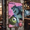 1pc Official Licensed James P. Sullivan & Mike Wazowski Metal Tin Sign Wall Art - 8x12 Inch, Vibrant Pink Background with Monste