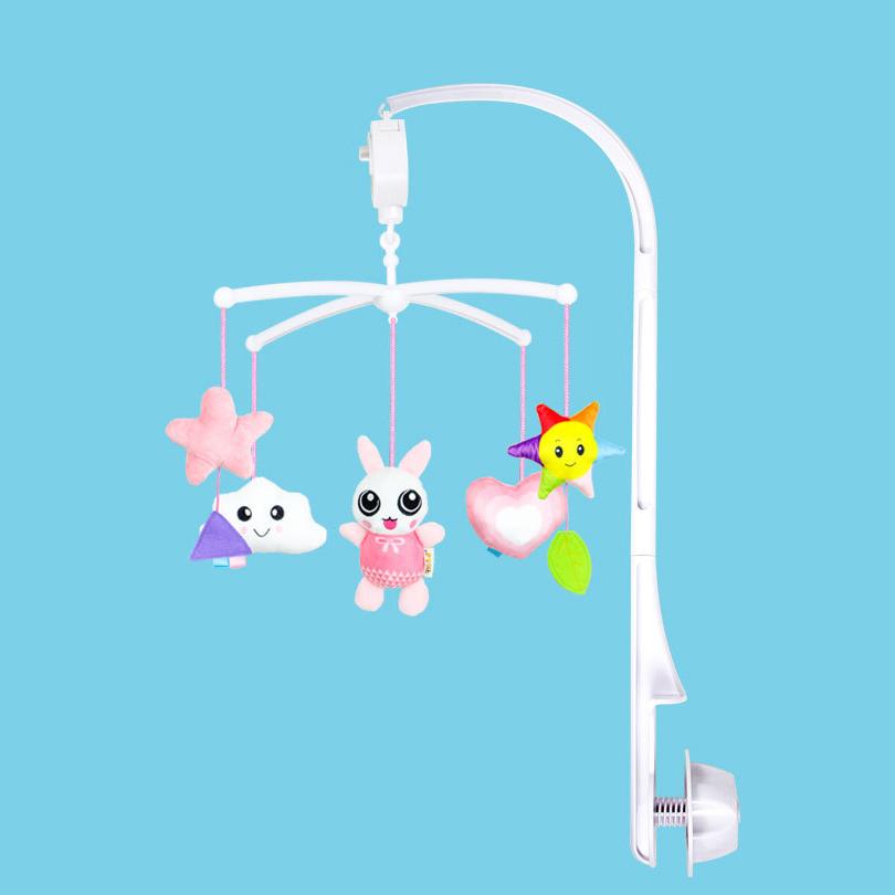 Детская кроватка-мобиль для кроватки с подвесными вращающимися игрушками, детский мобиль с музыкальной шкатулкой, черно-белый мобиль для новорожденных от 0 до 24 месяцев 67x46x25cm,Rabbit