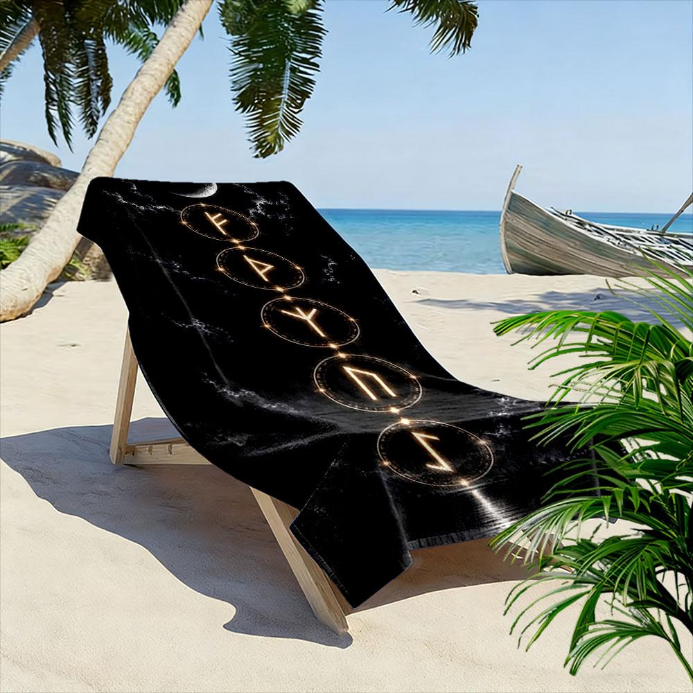 Luminous Ancient Symbols Glowing Print Beach Towel, Quick Drying, Suitable for Travel, Outdoor Sports, Jogging, the Beach and Swimming, Gift