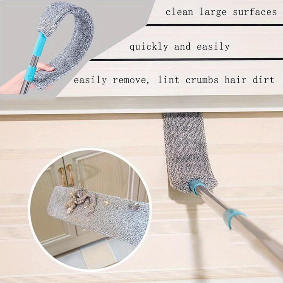 1set Microfiber Extendable Duster with Dusting Brush & Crevice Tool, Wet/Dry Use, Ideal for Furniture & Under-Sofa Cleaning