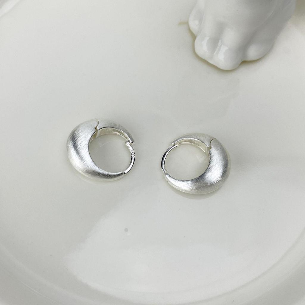 Silver Brushed Thick Hoop Earrings for Women - Versatile, Cool Style for Parties