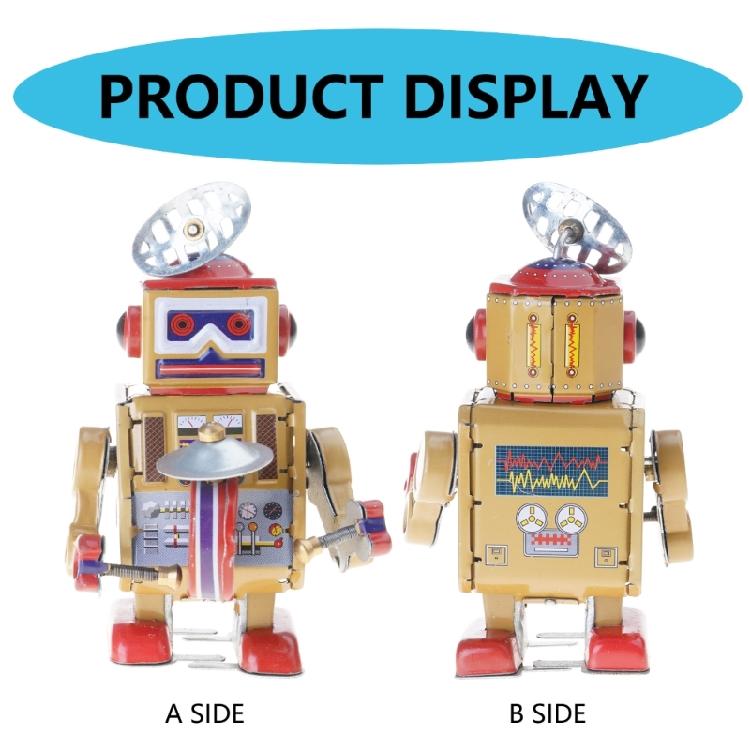 Antique Tinplate Toy Unique Robot Tin Drummer Vintage Wind Up Toy for Home Decoration and Collection
