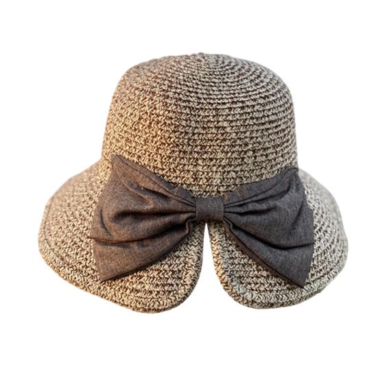 Straw Hat Bowknot Decor Wide Brim Foldable Summer Hat Sun Protection Lightweight Outdoor Travel Sun Hat Sunshade Accessory