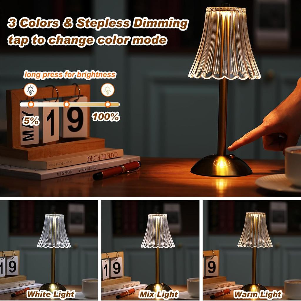 Stolní lampa LED dotykový senzor Stolní noční světlo Dobíjecí bezdrátová lampa na čtení pro restauraci Hotel Bar Světlo do ložnice