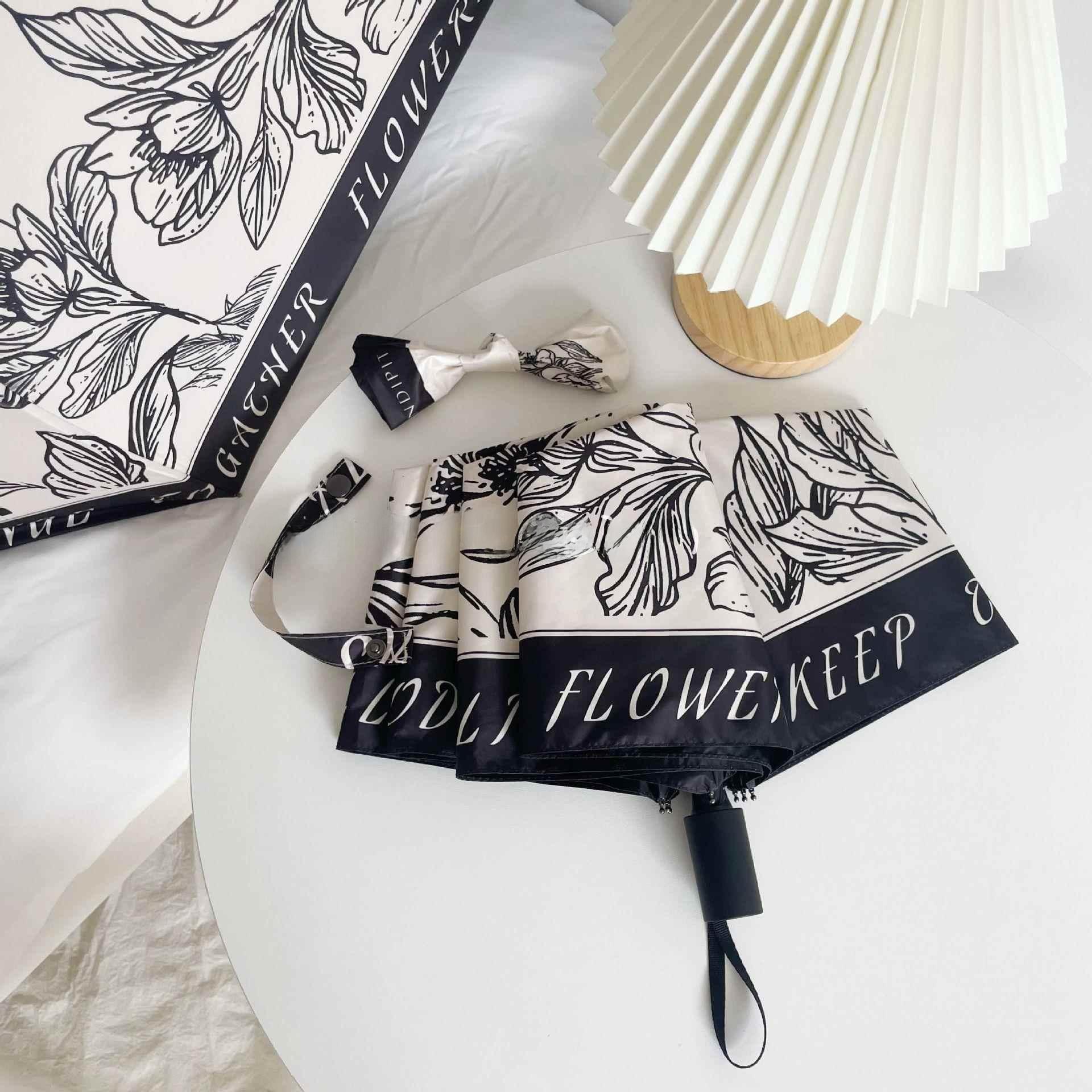 

Vintage Automatic Umbrella Women s Sunny Rain Dual Use Black Glue Sunshade Umbrella Home Daily Use Three Fold Umbrella