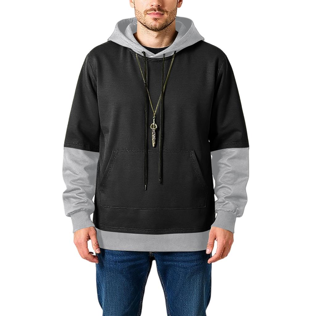 Men's Big Size Loose Leisure Hooded Hood Long Sleeves Upper Garment