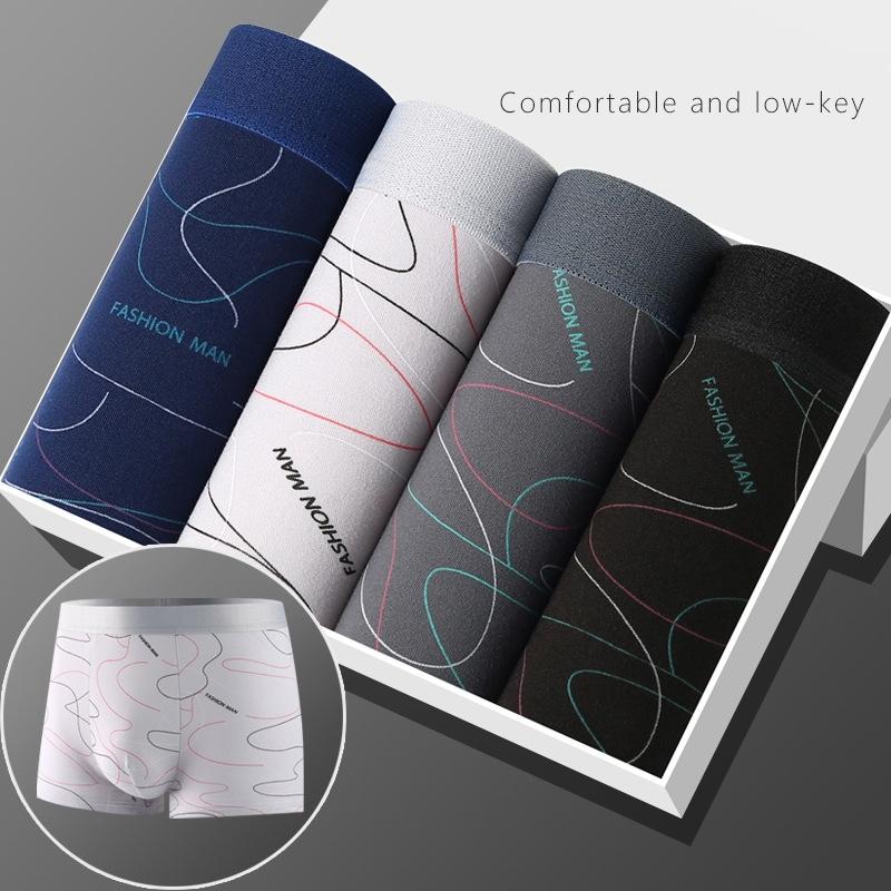4 Set Men's Underwear Boxers Cotton Male Panties Boxers Breathable Man Boxer Solid Underpants Comfortable Shorts Calzoncillo Hombre