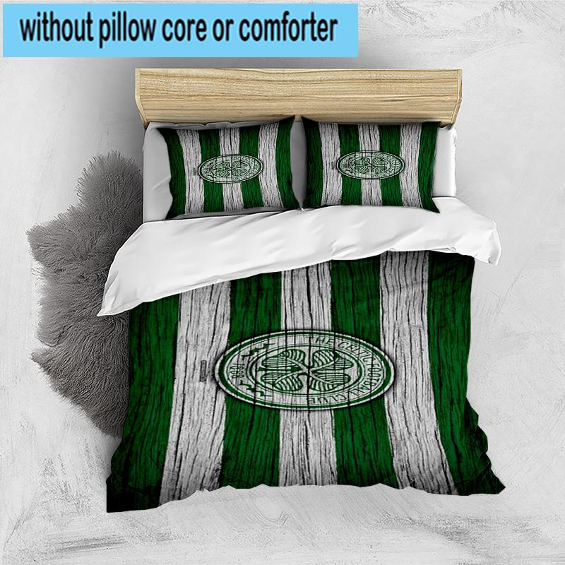 3pcs Cel-tic Football Club Crest Printed Bedding Set Duvet Cover Closure Includes 1 Duvet Cover & 2 Pillowcases Bedding Sets Home Decor Gifts