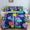 Art Pattern Bedding Set Watercolour Design Colourful Comforter Cover with Pillowcase King Queen Size for Kids Teens Bedding Set