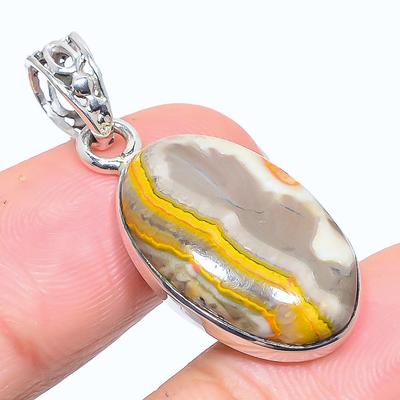 Natural Bumblebee Jasper Gemstone 925 Solid Sterling Silver Pendant 1.54" K6p31
