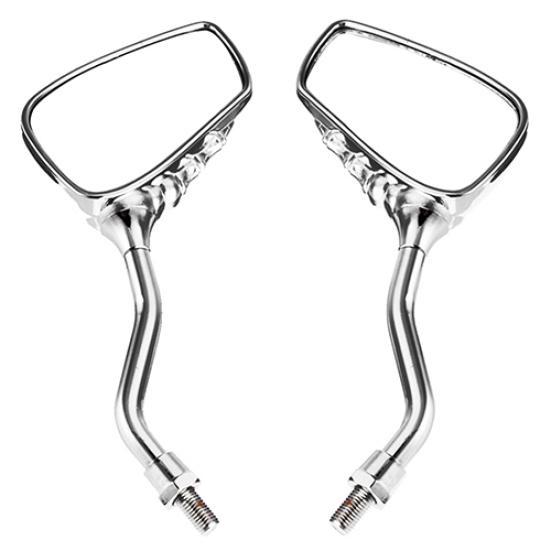 Rétroviseurs Moto Universels 10mm CNC Blanc - Miroirs Guidon Scooter Vélo Pivotants 360°