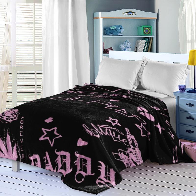 1pc Lil Rapper Inspired Flannel Blanket 2D Print All Season Warm Soft Throw for Bedroom Living Room Camping Travel Home Decor Ho