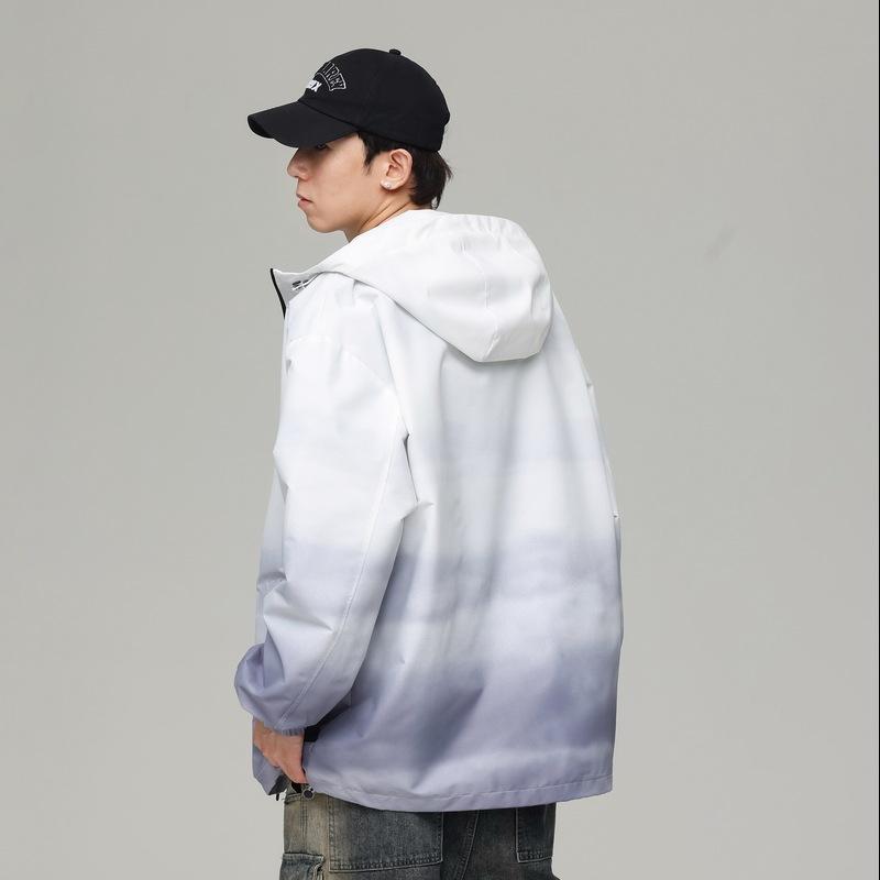 Modische japanische lockere Kapuzenjacke mit Farbverlauf für Jungen, Trendige Herbst-Paar-Freizeit-Allround-Jacke