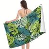 Beach Towel Tropical Leaves Pattern Sun Protection Windproof Suitable for Swimming Pool Camping Travel Blanket