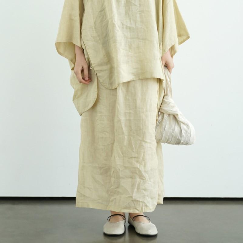 Johnature Fuste de damă vintage cu culoare uni, talie elastică, pânză ramie de înaltă calitate, fuste de vară largi de damă în A