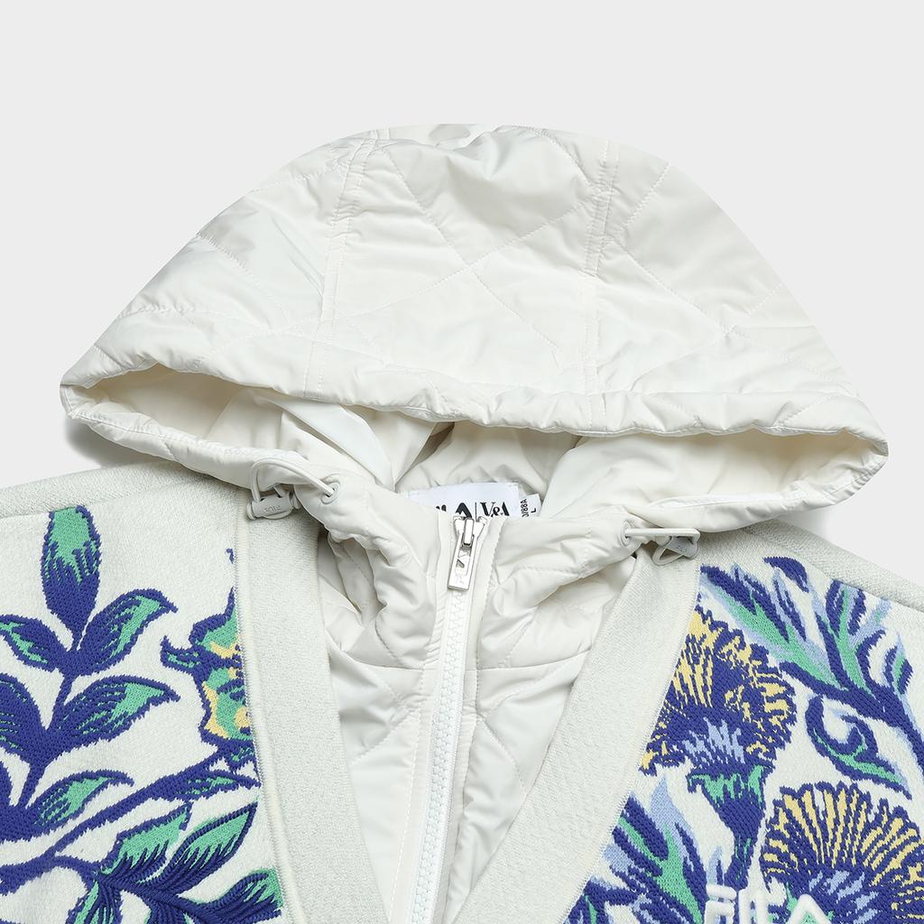 Fila X V&A Museum Collaboration Spliced Botanical Print Hooded Cardigan Women Tops F11W418412F-ZA