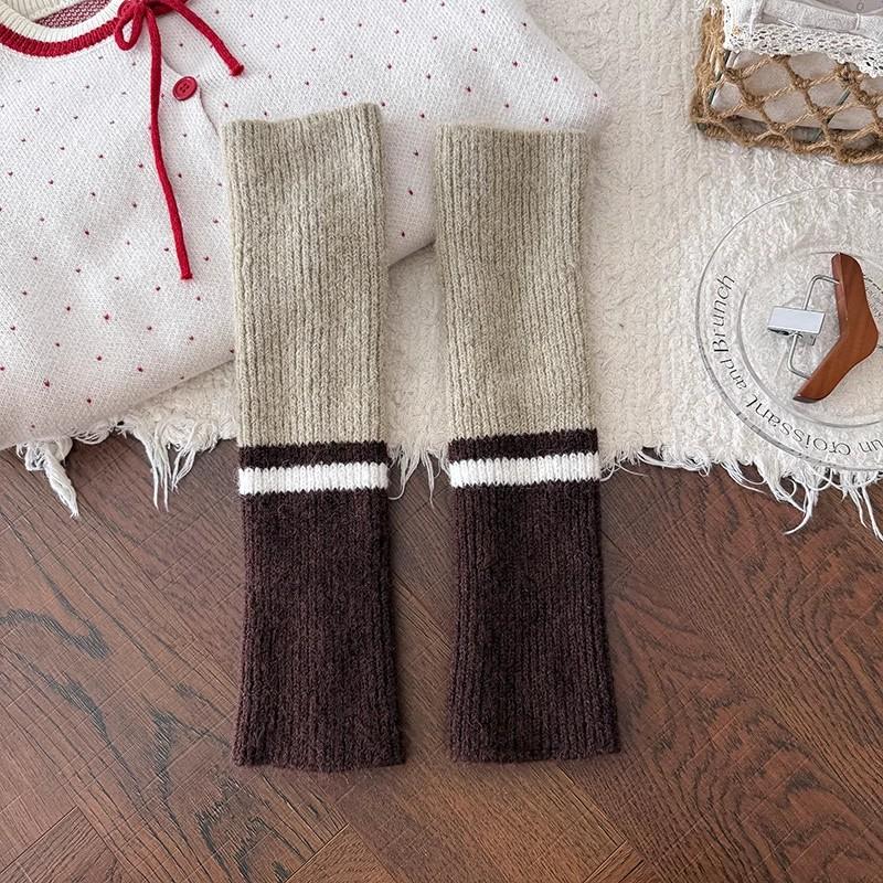 American Multicolor Knitted Leg Warmers Winter Warm Thickened Socks Fashion Harajuku Cashmere Hosiery Women Leg Covers Stockings