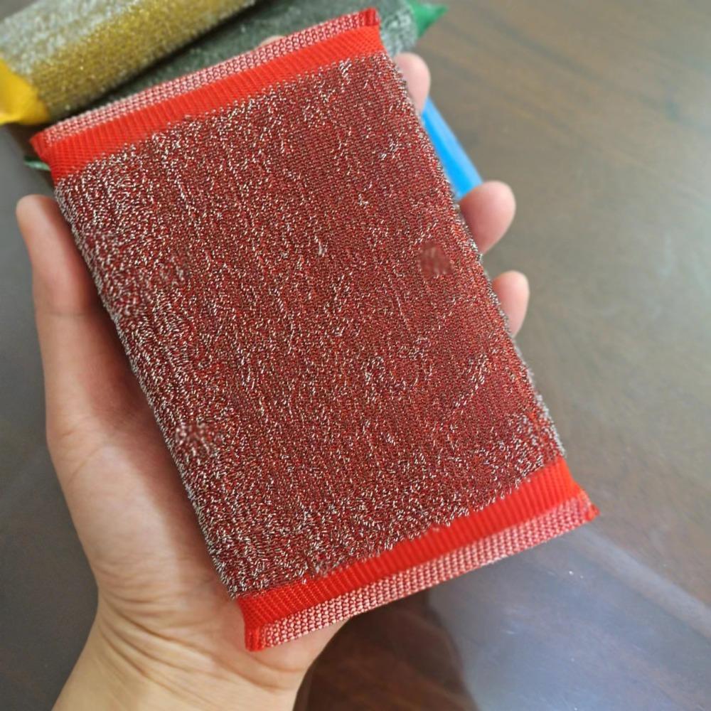 6pcs Absorbent Stainless Steel Sponge Rectangle Scrub Sponge Pads Dishwashing Sponge  Pot