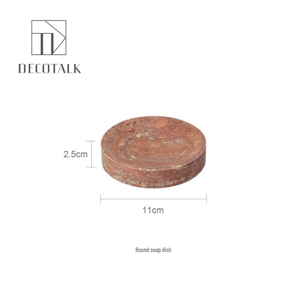 DecoTalk Wabi-sabi Red Travertine Bathroom Washbasin Set with Aromatherapy Tissue Box Tray