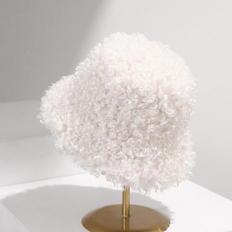 Women S Winter Thick Faux Lamb Wool Bucket Hat