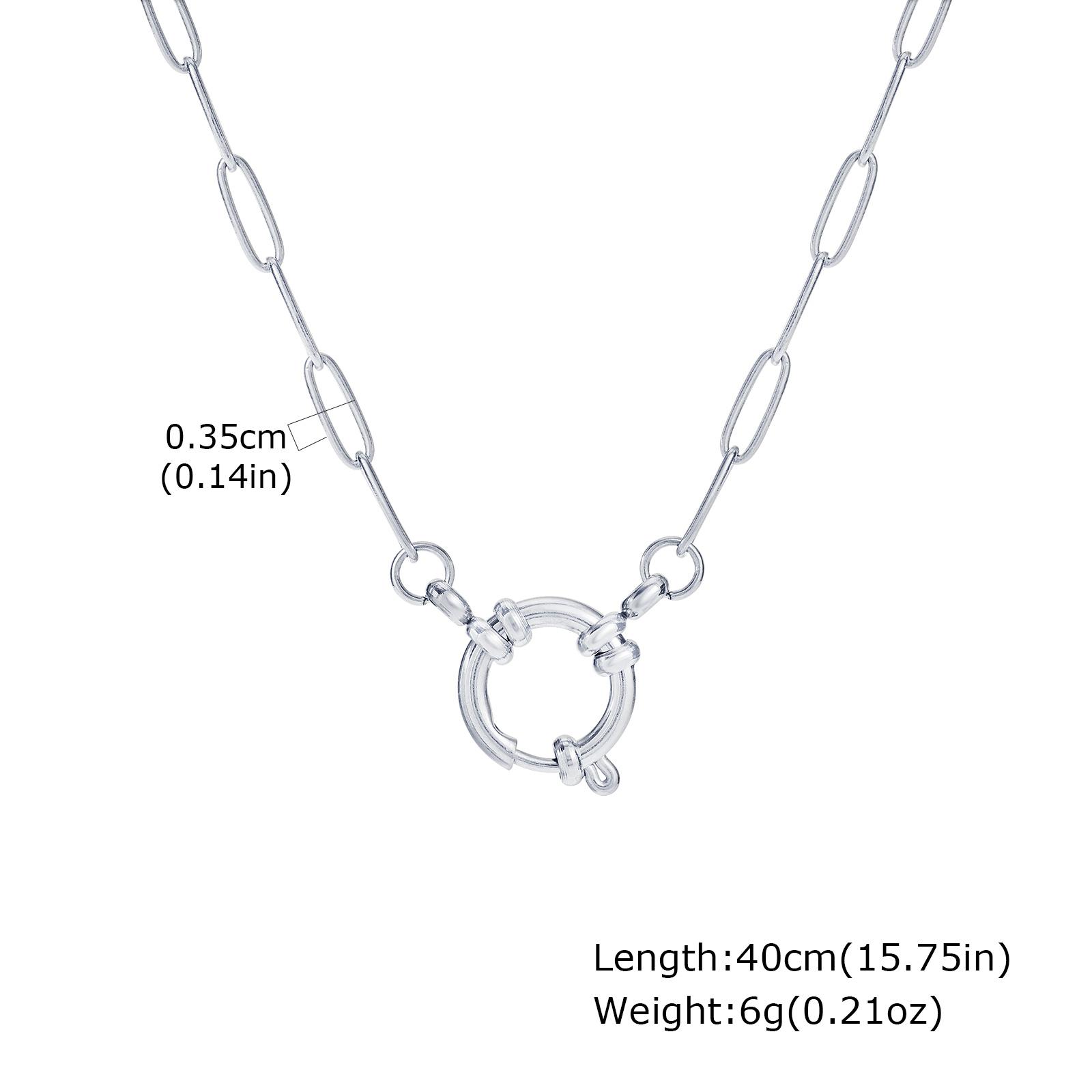 

Vnox 2 Color Rectangular Chain 40cm Necklaces For Women, Stainless Steel Round Buckle Pendant, Metal Choker Neck Jewelry Gifts