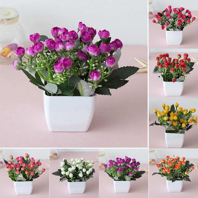 Arranjo de Flores Artificiais Coloridas em Vaso para Decoração de Sala de Estar