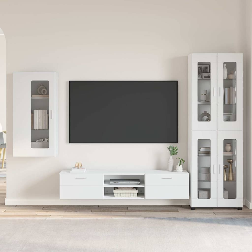 FLORIN 3 Piece TV Cabinet Set with Drawers White Particleboard