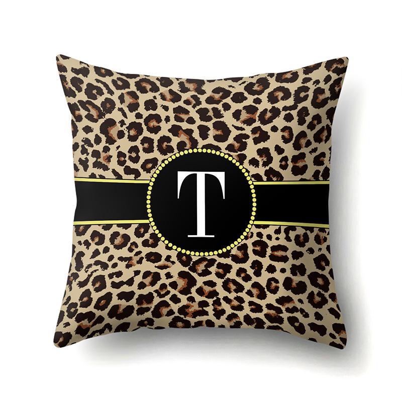 Polyester Pillow Case Leopard Print Decoration Home 26 English Letter Printing Pillow Case