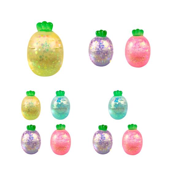 1/2/3/4Pcs Mini Radish Squeeze Toy Stress Relief Clear Glitter Radish Stress Sugar Ball Sensory Toy Decompression Fidget Toy Party