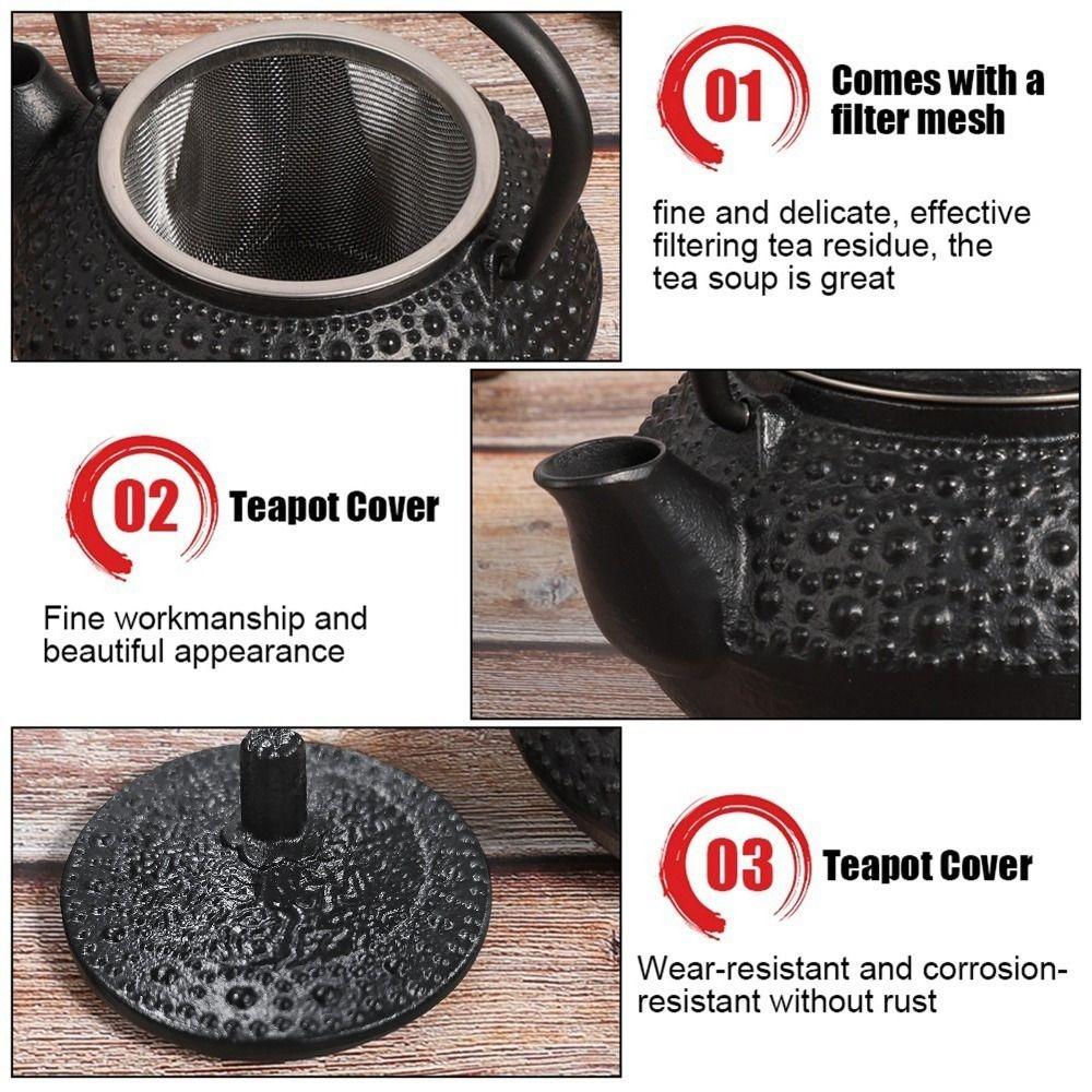 Raindrop Cast Iron Teapot Hammered Texture Japanese Tetsubin Teapot  For Restaurant