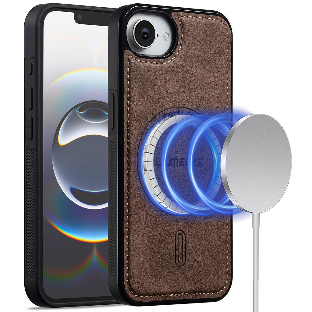 LC.IMEEKE L6 For iPhone 16e Case PU Leather Coated PC TPU Phone Cover Compatible with MagSafe