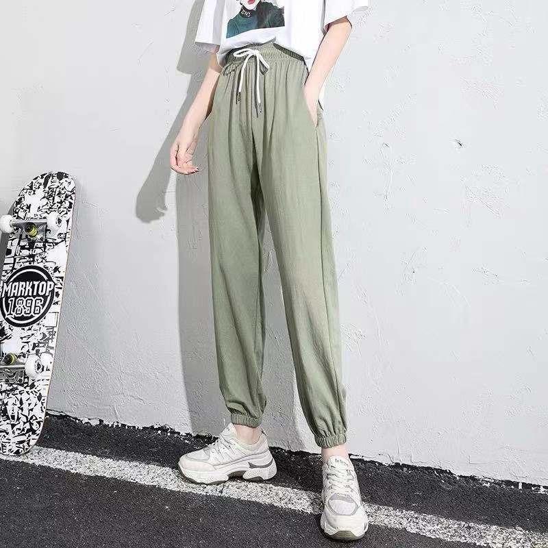Lamb Wool Autumn and Winter Fleece Thickened Sweatpants Women's Harlan Pants Loose Large Size Thermal Casual Pants Belt