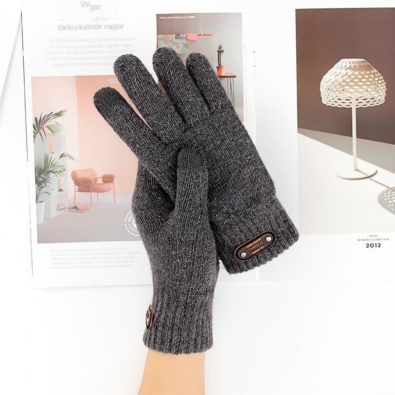 

Перчатки Мужские Шерстяные Вязаные Красивые Велосипедные Высококлассные Теплые Плюс Бархат Толстые Зимние Перчатки с Сенсорным Экраном One size серый